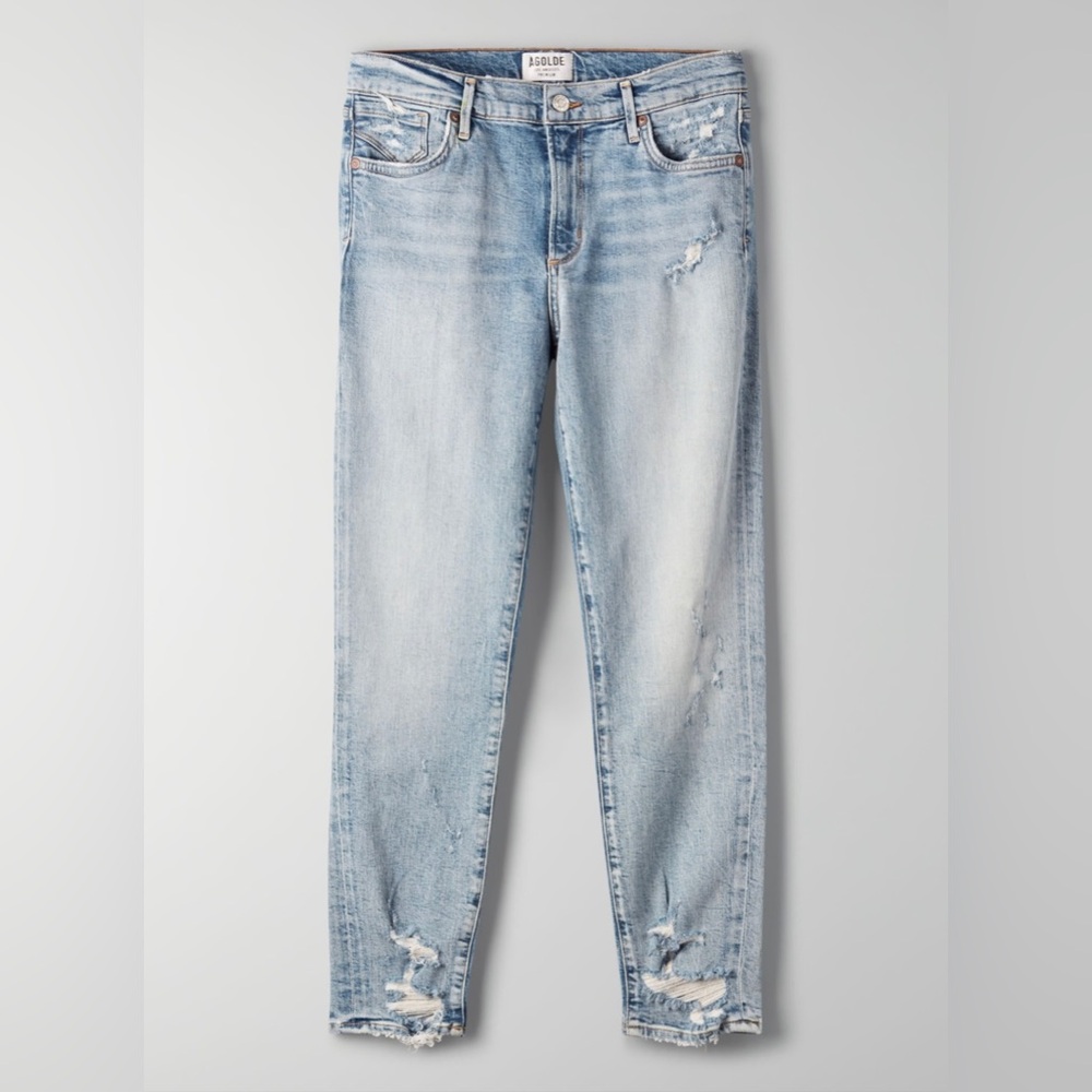 AGOLDE Light Wash Distressed Denim Jeans, Size 23, Excellent Preloved Condition